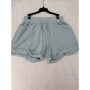 Wonderly Shorts Womens M Shorts Blue Ribbed Knit Drawstring Casual Athleisure